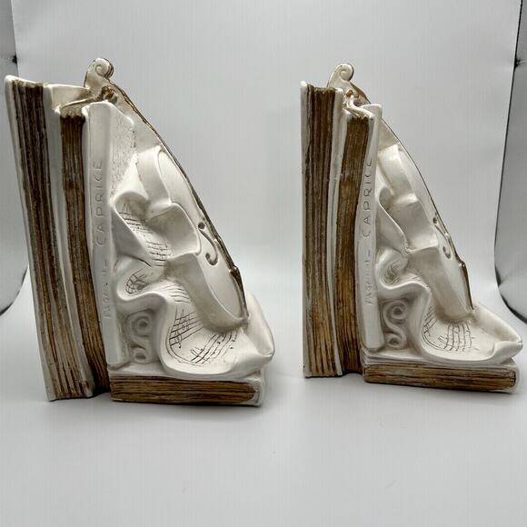 Universal Statuary Corp Classical Music Bookends 1964 Violin Cello Concertos - Picture 6 of 13